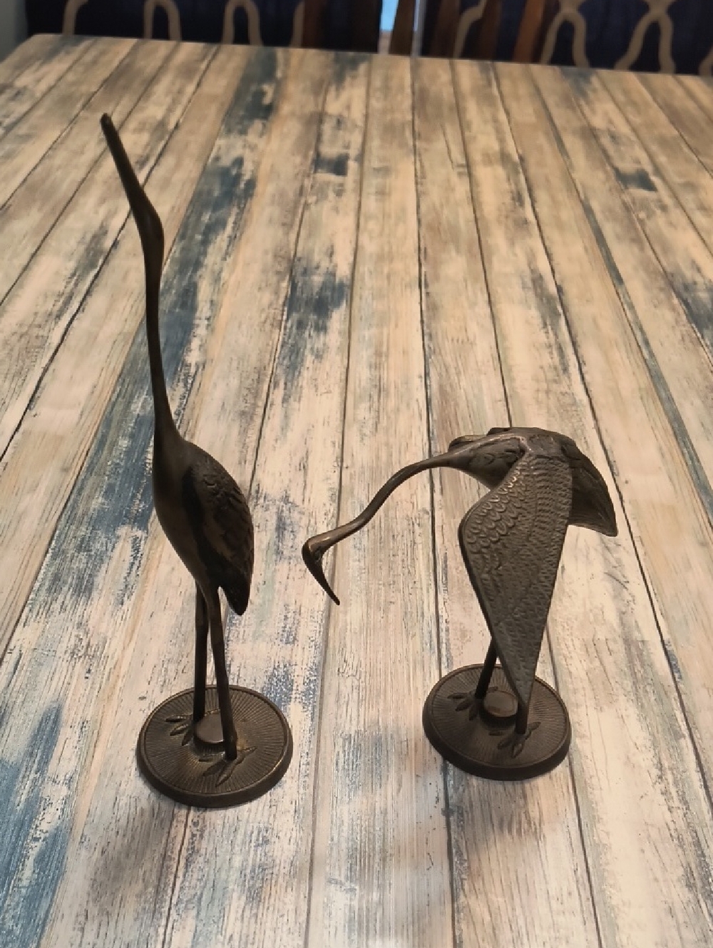 Vintage Brass Crane Figurines: Korean Mid-Century Modern Sculptures